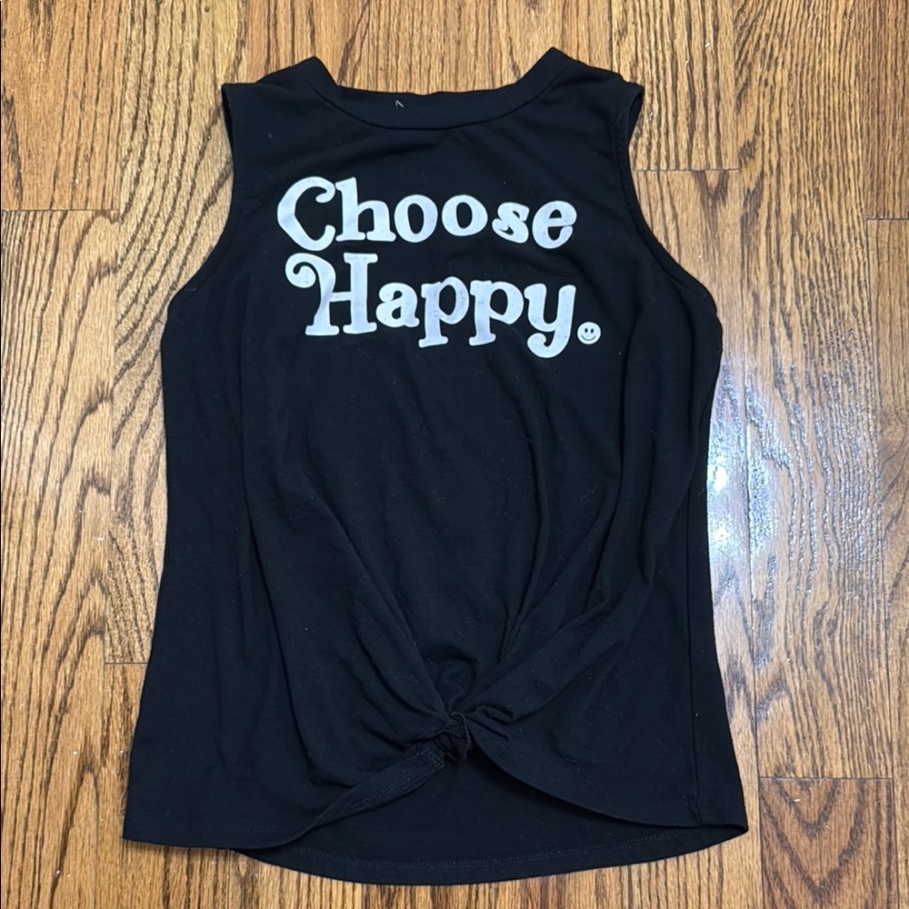 Black Sleeveless Top with 'Choose Happy' Print